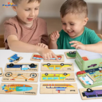 Hot Sale Children's Wooden Animal Food Puzzle Board Enlightenment Pairing Puzzle Educational Math Toys for 2 to 4 Years Kids