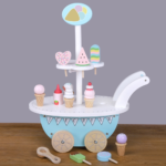 Unisex Kids Play House Ice Cream Cart Trolley Baby Shopping Children's Pretend Play Wooden Simulation Wooden Cart Toys