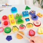 Montessori Education Geometric Shape Matching Set for Children Hand-Eye Coordination and Logical Thinking Training Wooden Toy
