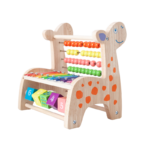ODM OEM Montessori Musical Instrument Rainbow Colorful Abacus Rack Math Game Cute Deer Shape Round Beads Wooden Toy