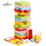 Wooden Montessori Stacking Toys for Kids Colorful Balancing Blocks with Animal Design Animal Blocks Game
