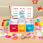Montessori Multifunctional Wooden Toy for Children's Early Education Color Sorting Matching Fishing Game for 2-4 Years