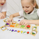 Early Education Teaching Aids Kindergarten Unisex Wooden Cognitive Board for Kids Fruit Vegetable Color Matching Puzzle