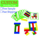 Montessori Kids Educational Beech Wood Block Toys Geometric Shape Building Blocks with Stereo Space Rainbow Strip for Kids