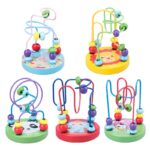 Montessori Brightly Colored Bead Roller Coaster Wooden Animal Round Bead Toy Animal Bead Maze