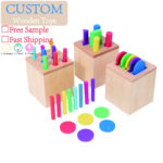 Early Learning Children's Educational Montessori Teaching Aids Three Shape Color Matching Classification Box Wooden Toys