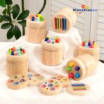 Hot Sale 3 in 1 Color Classification Cup Toddler Toys Activities Fine Motor Skills Sensory Wooden Toy for Children