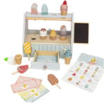 Children's Wooden Play House Kitchen Ice Cream Interactive Wooden Simulation Ice Cream Cart Sales Trolley Pretend Toy Car Stalls