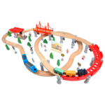 Hot Selling Unisex Beech Wooden Bridge Track Ring Game Set Montessori Educational Electric Tracks for Kids
